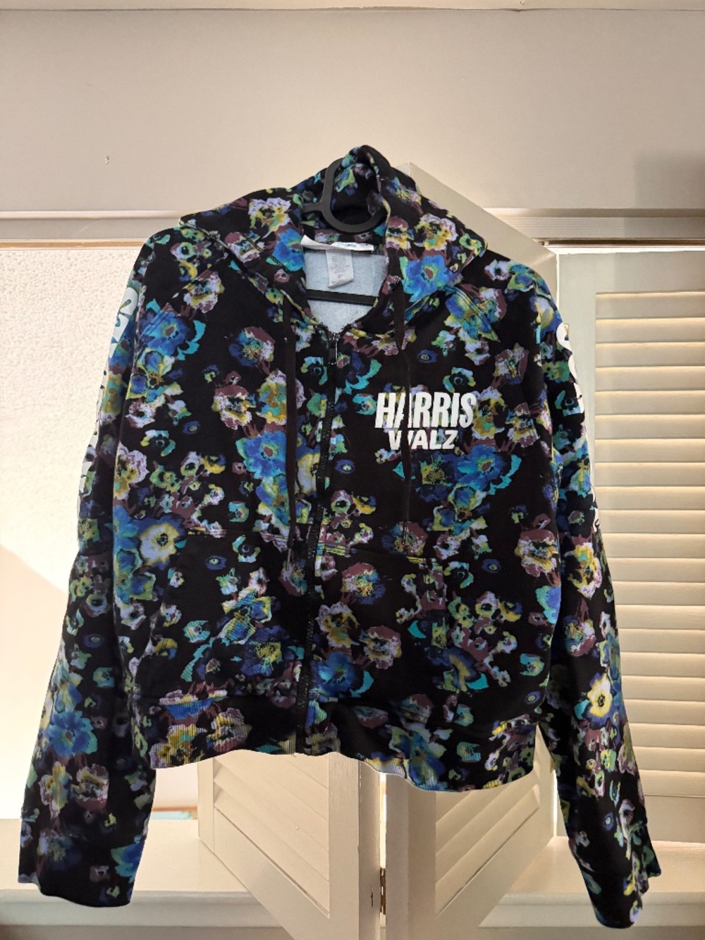 Ulla Johnson Designers for Democracy Harris Walz Floral Zip Cropped Hoodie XL